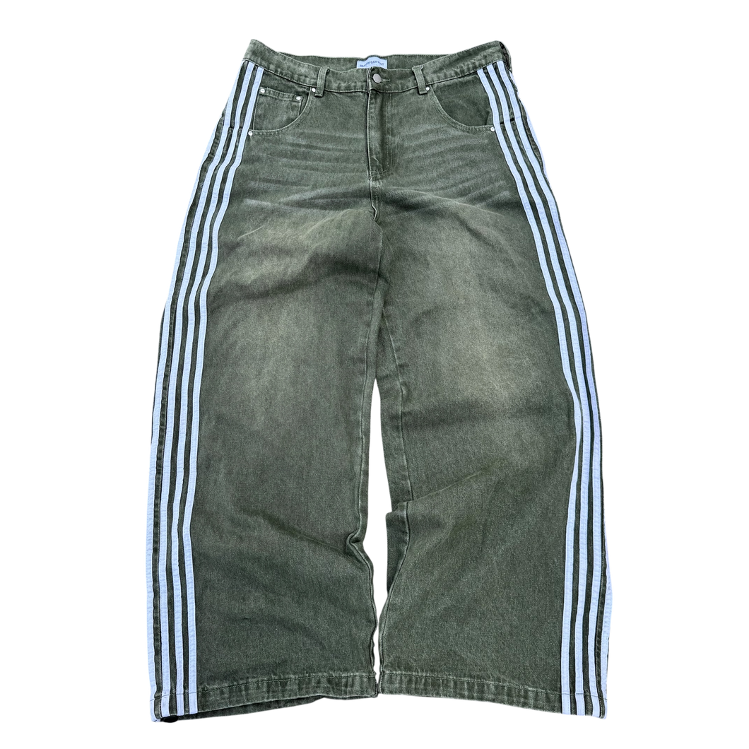 TRACK JEANS (GREEN/WHITE)
