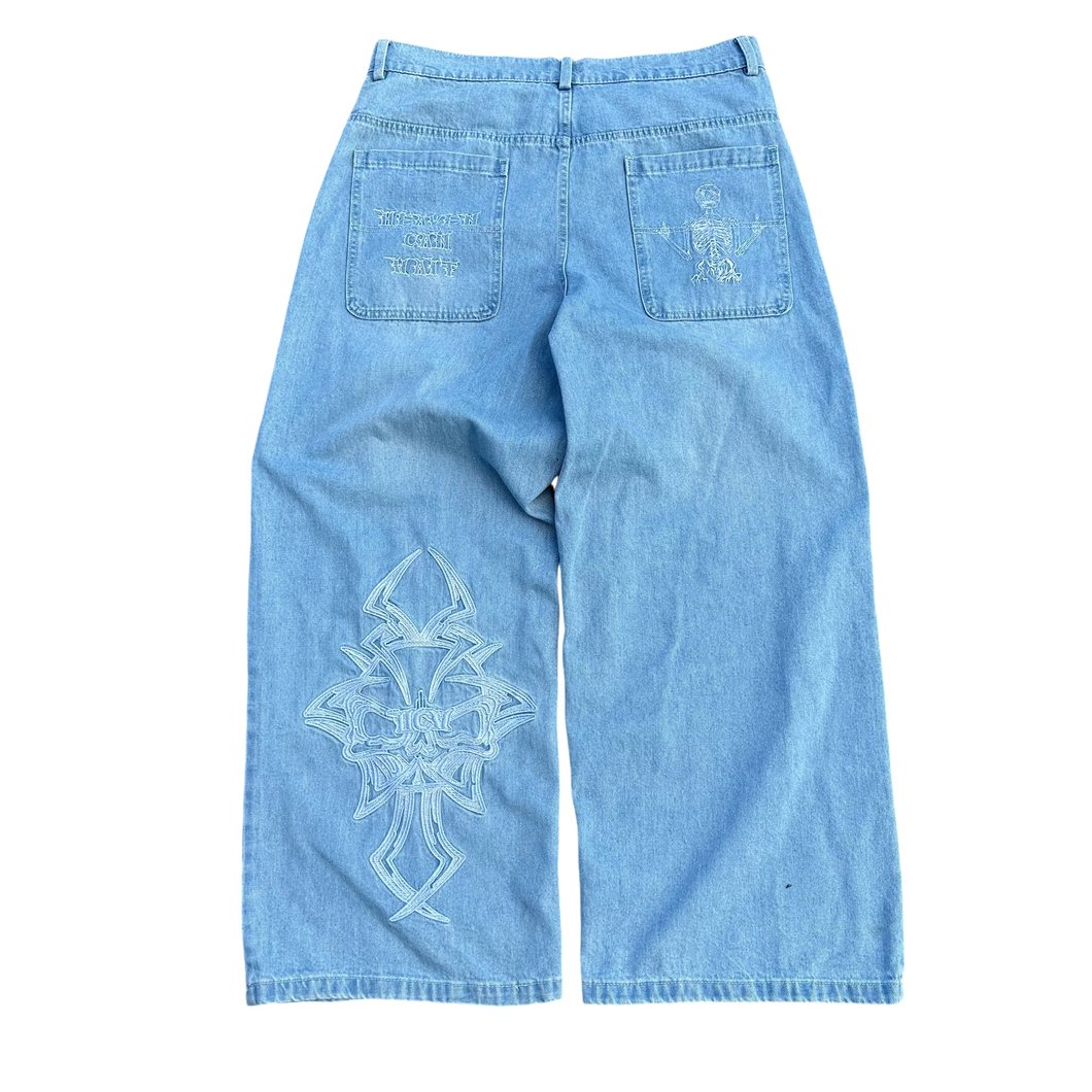 V2 SKULL JEANS (BLUE)