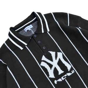 STRIPED KNIT POLO (BLACK)