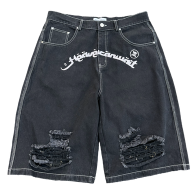 DESTROYED DENIM SHORTS