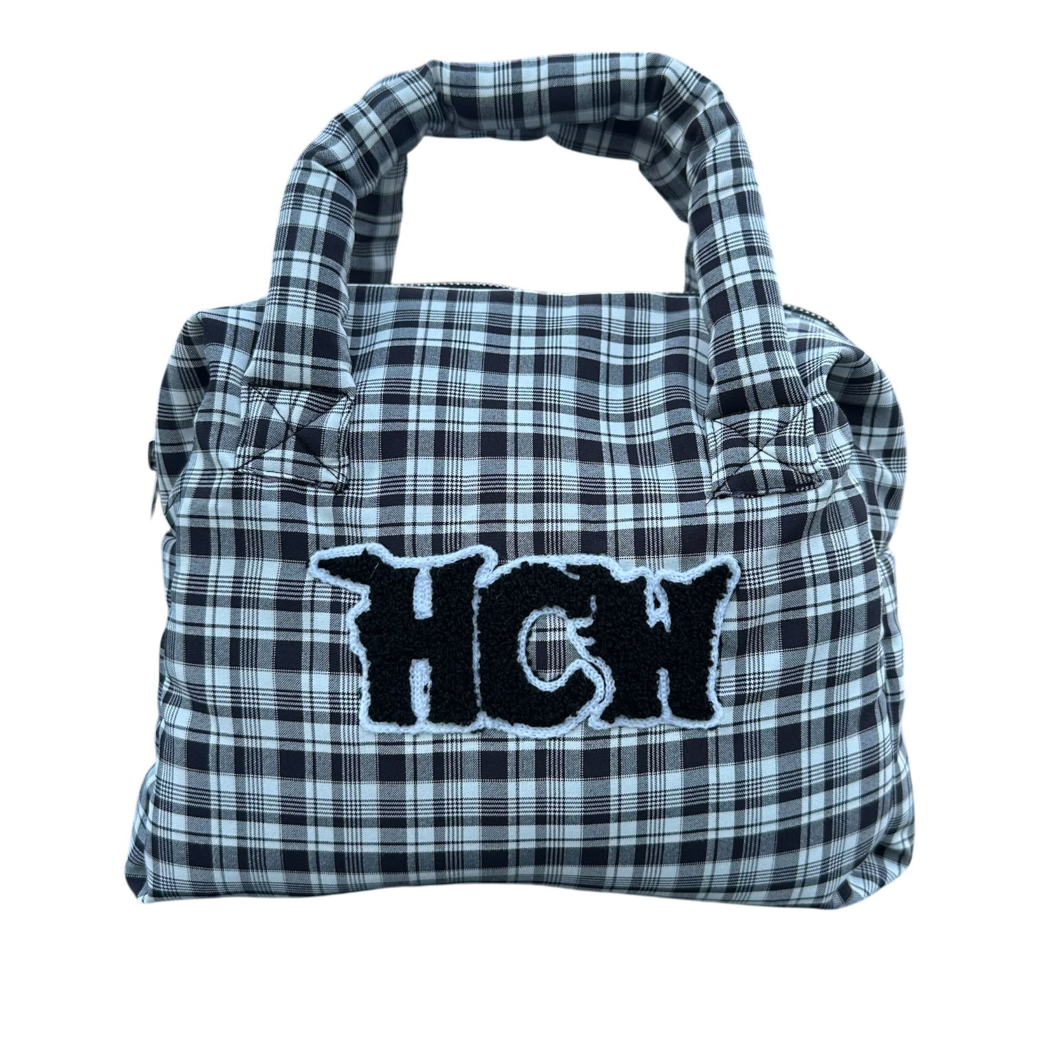 無料発送 PUFFA HANDBAG heavencanwait.store – PLAID) (BLACK バッグ