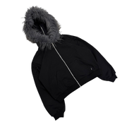 FUR ZIP HOODIE (BLACK) - heavencanwait.store