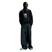 Load image into Gallery viewer, STRIPED KNIT POLO (BLACK)