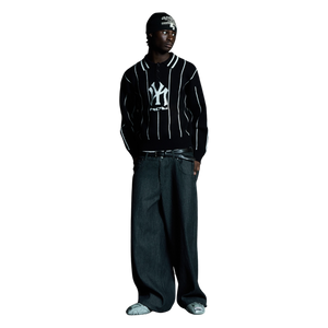 STRIPED KNIT POLO (BLACK)