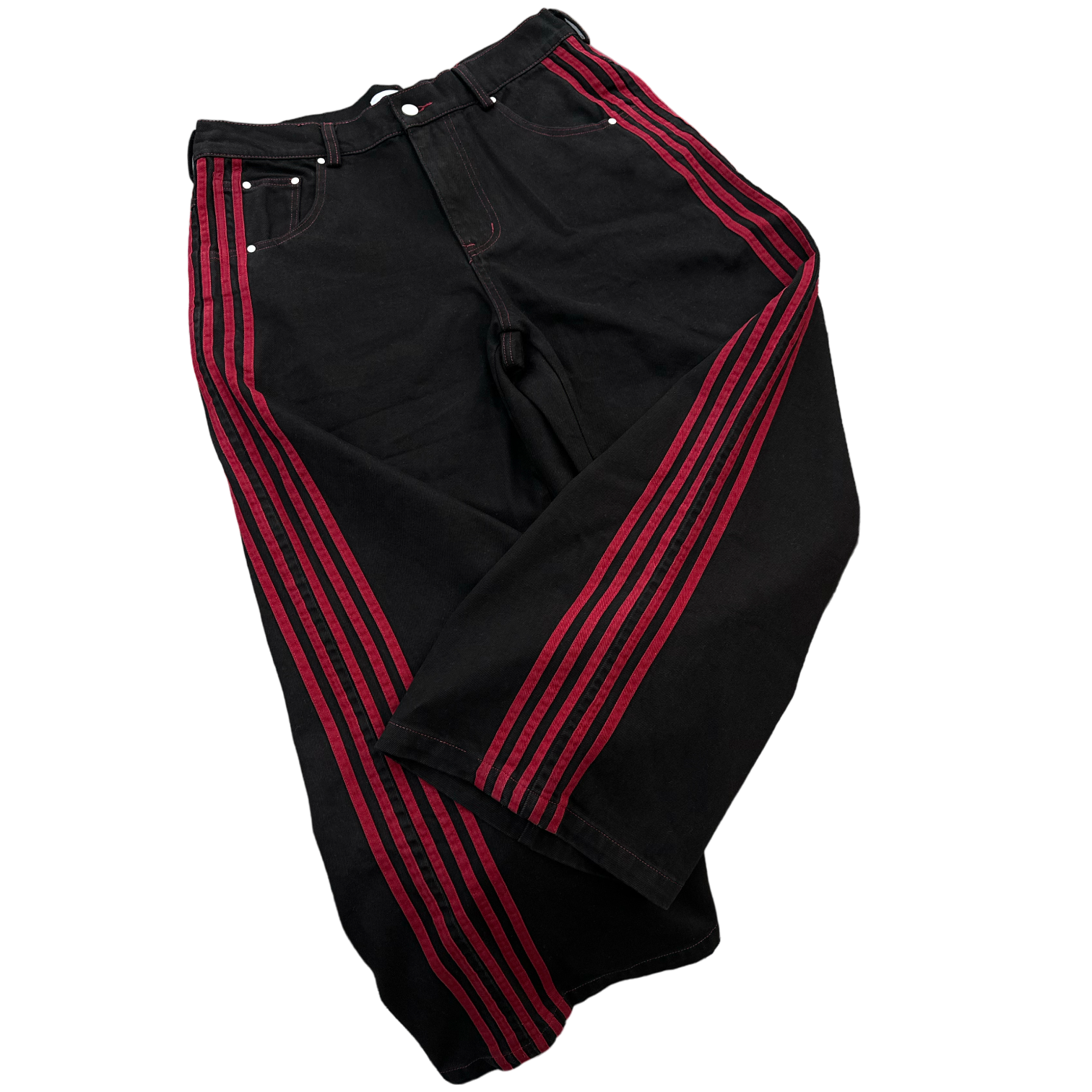 Black jeans red stripe 2025