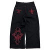 V2 SKULL JEANS (BLACK/RED)