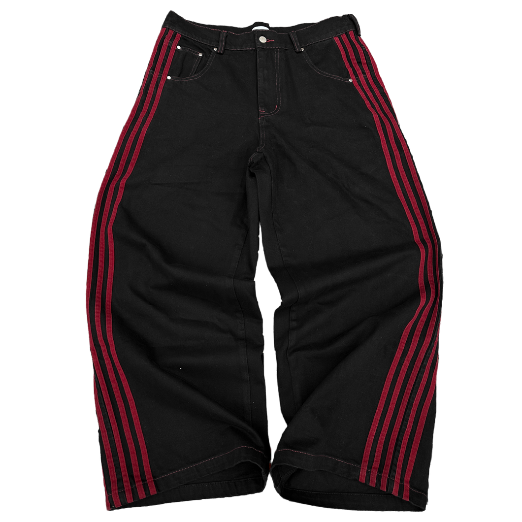 TRACK JEANS (BLACK/RED) – heavencanwait.store TRACK JEANS (BLACK/RED) – heavencanwait.store