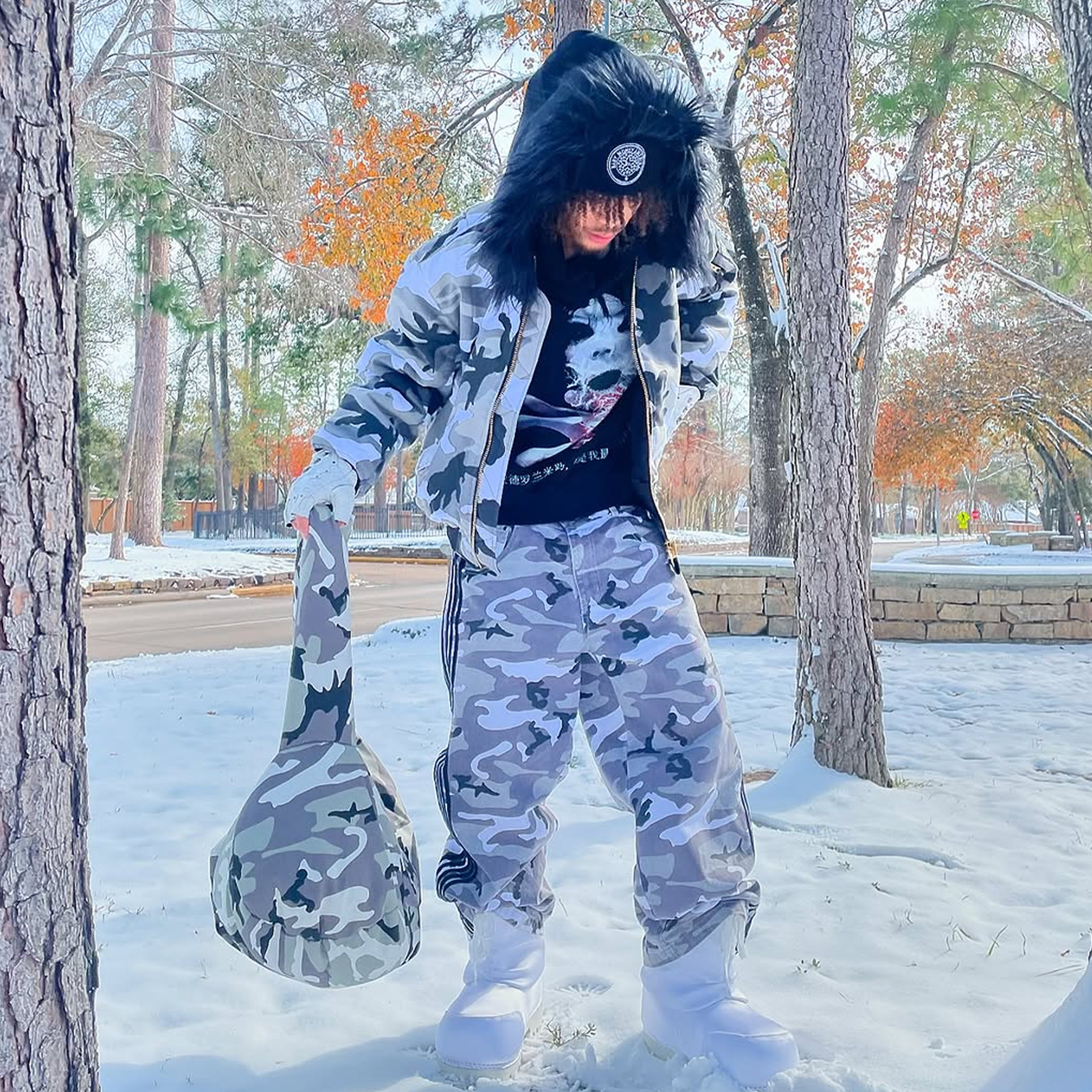 FUR ZIP HOODIE (BLACK) - heavencanwait.store