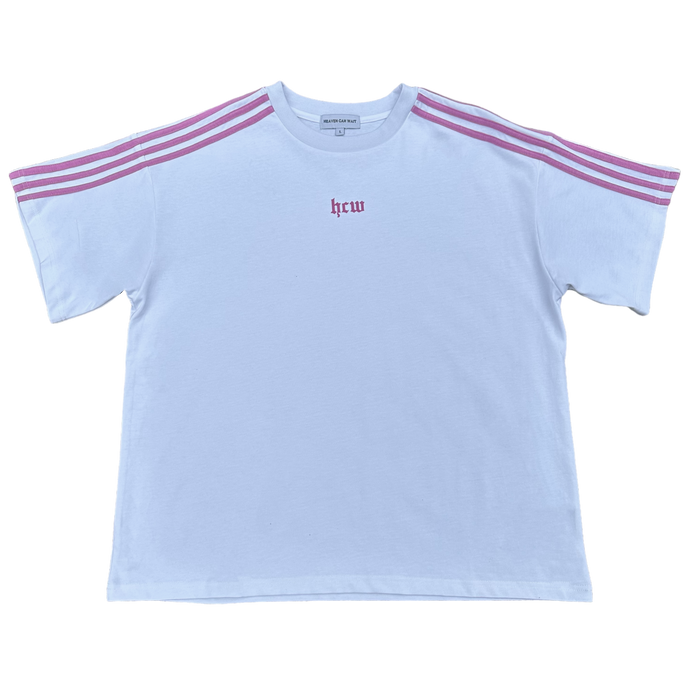 TRACK TEE (WHITE/PINK)